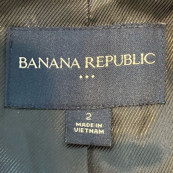 Banana Republic Tweed Cap Sleeve Blazer Black White Knit Front Button Tailored 2 - Picture 6 of 9